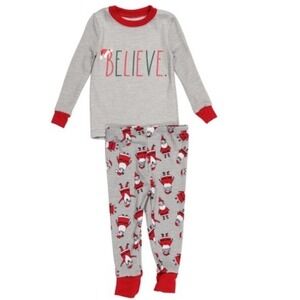 Rae Dunn Kids Christmas Pajamas Believe Santa Claus Print Long Sleeve‎ Set 24M